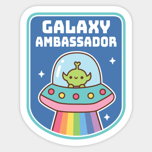 Funny Alien Galaxy Ambassador Badge Sticker